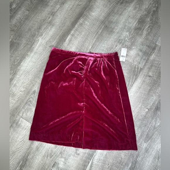 Anthropologie Velvet Mini Skirt Raspberry Red - Picture 3 of 5